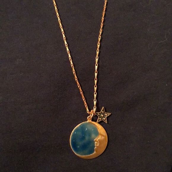 Jewelry - Custom Made Moon & Star Celestial Brass Necklace